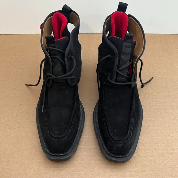 Christian Louboutin Mens Our Georges 2 Flat Black Suede Combat Lace Up Boot 44.5 - Picture 4 of 15